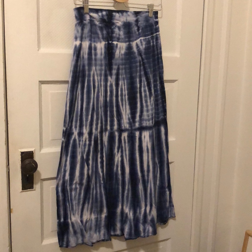 Blue and white tie-dye maxi skirt
